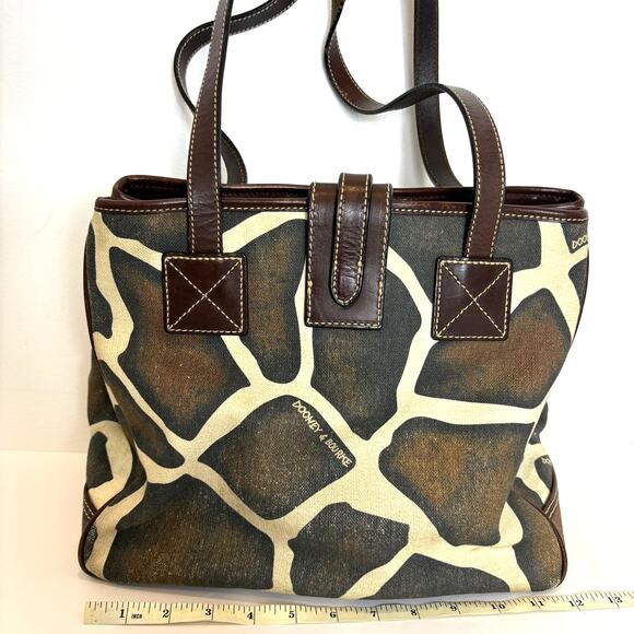 Dooney & Bourke -Giraffe Print African Safari Canvas/Leather Small Tote Handbag - Picture 7 of 14